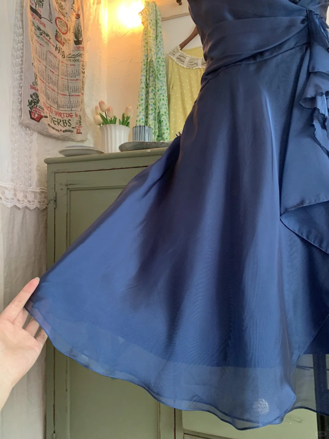 Robe de soirée courte en mousseline de soie et tulle, élégante et scintillante, bleue, pour fête d'anniversaire, bal de promo, gh3921