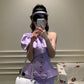 Robe de soirée Barbie violette courte asymétrique en satin gh6638