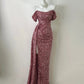Robe de soirée longue rose, simple, élégante, à paillettes, longueur au sol, sexy, fendue, robe de bal, gh3729