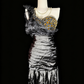 girlhomeshops-Grey Delicate Beaded Long Satin Prom Dress gh6283