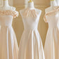 Champagne Color Gentle Elegant Fashion Retro Long Satin Ball Gown Evening Gown Wedding Guest Party Dress Bridesmaid Dress Prom Dress gh3994
