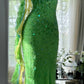 Green Beautiful Charming Fashion Elegant Sparkling Exquisite Sequin Beaded Long Chiffon Ball Gown Evening Gown Birthday Party Gown Prom Gown Graduation Gown gh3946