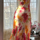 Colorful Romantic Floral Elegant Fashion Exquisite Beaded Long Chiffon Ball Dress Evening Dress Party Dress Valentine's Day Date Dress Wedding Guest Dress gh4007