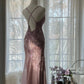 Pink  Romantic Fashion Elegant Exquisite Beaded Spaghetti Strap Long Tulle Chiffon Ruffle Ball Gown Evening Gown Party Dress gh4059
