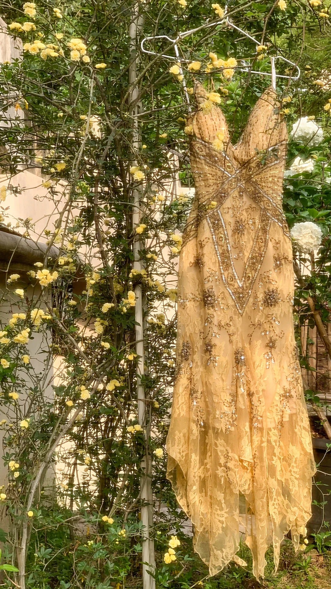 Light yellow brown gorgeous and elegant vintage exquisite beaded long chiffon lace ball dress evening dress birthday party dress prom dress gh3950