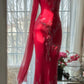 Red Romantic Gorgeous Fashion Elegant Exquisite Beaded Long Chiffon Ball Gown Evening Dress Birthday/Wedding Guest/Vacation Party Dress Prom Dress Valentine's Day Date Dress gh4027