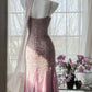 Rosa Lila Elegant Romantisch Exquisite Perlen Langes Chiffon Ballkleid Abendkleid Geburtstags-/Hochzeitsgast-/Urlaubspartykleid Ballkleid gh4021