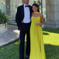 Gelbes, elegantes, langes Chiffon-Ballkleid, Abendkleid für Hochzeitsgäste, Partykleid gh3430