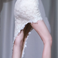 ✨Girlhomeshops-Spaghetti Strap White Lace Evening Gown Sweetheart Asymmetric High Low Party Dress gh10037