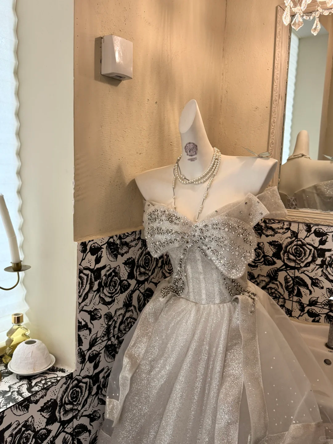 Ivory Bow Neckline with Silver Embellishments, Waist-Cinched Full Flared Long Vintage Romantic Dress, Wedding Gown gh7566