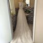 Ivory Sleeveless Waist-Cinched Lace A-Line Long Romantic Dress, Wedding Gown gh7676