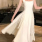 Robe de soirée longue en mousseline de soie, couleur unie, élégante, ligne A, col carré, longueur cheville, gh2737 gh2737