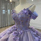 Light purple spaghetti strap applique beaded long tulle ball gown evening gown adult ceremony gown graduation ceremony gown gh3123