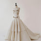 Girlhomeshops-Ivory and Gold Beaded Long Layered Floor-Length Wedding Dress with Train gh5389