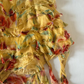 Yellow Vintage Printed Halter Fitted Waist Tiered Long Prom & Evening Party Dress gh8455