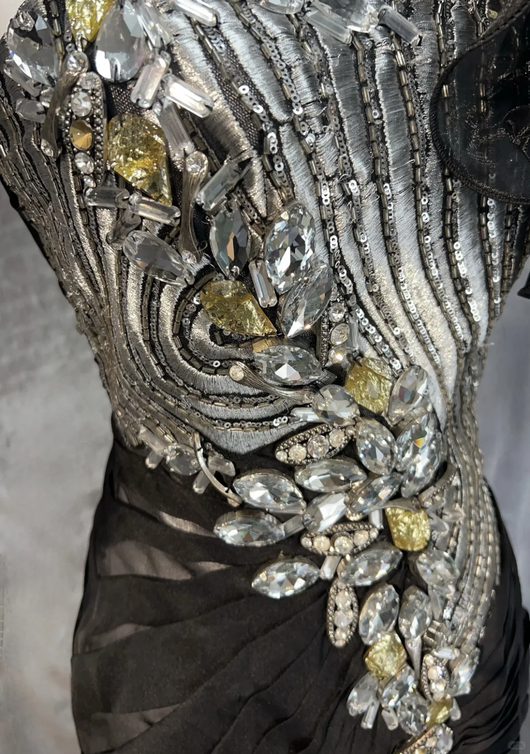 Square Neck Black Silver Mermaid Prom Dress Spaghetti Straps Rhinestone Beaded 3D Floral Formal Gown with Train gh9545
