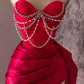 Schwarzes, kurzes Satin-Heimkehrkleid mit Perlen, Ballkleid, Geburtstagskleid, gh4931