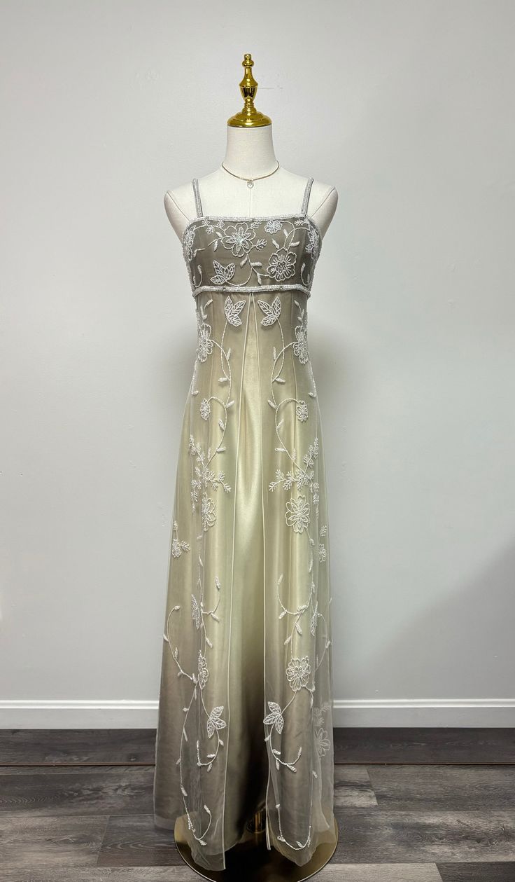 Robe de soirée longue en tulle, magnifique robe de soirée, dégradé rétro, exquise, perlée, élégante, couleur champagne, robe de bal, gh3192