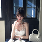 Women Elegant White Spaghetti Strap Homecoming Dress Lace Neck Boned Corset Bubble Puff Short Party Dress gh9432