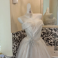 Light Gray Strapless Cinched Waist Voluminous Skirt Long Romantic Dress, Wedding Gown gh7826