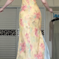 New Chinese Style Sleeveless Modified Qipao Evening Gown, Watercolor Floral Print Stand‑Collar Slit Qipao With Wide‑Leg Underskirt Formal Dress gh8977