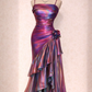✨Girlhomeshops-Holographic Purple 3D Flower Asymmetrical Ruffle Mermaid Formal Gown gh10245