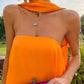 Orange Elegantes, fließendes A-Linien-Kleid mit schulterfreiem Satin, langes Ballkleid, Abendkleid für Hochzeitsgäste, Partykleid gh3093