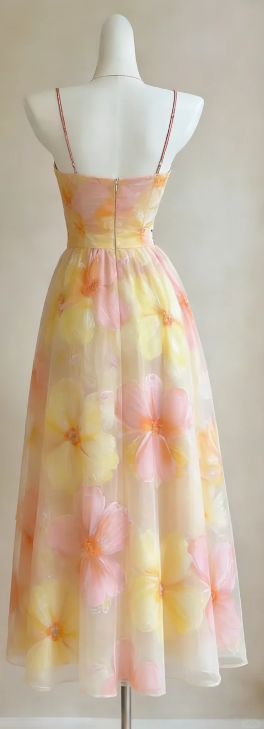 Sweetheart Neck Spaghetti Strap Tulle Formal Gown 3D Handmade Flowers A-Line Midi Homecoming Dress gh9480
