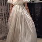 girlhomeshops-Kurzarmkleid, weiß, schlicht, lässig, Retro-Mode, langes Ballkleid, künstlerisches Umstandskleid mit Puffärmeln, gh5852