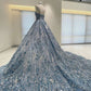Blue shiny fashion exquisite beaded suspender long elegant tulle ball gown evening dress gh3349