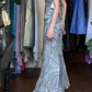 Light Silver Gray Vintage Prom Dress Spaghetti Straps Square Neck Abstract Beaded Mermaid Long Evening Gown gh9614
