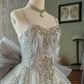 White shiny luxury gorgeous princess exquisite gemstone beads fashionable and elegant long tulle floor-length ball gown evening gown graduation gown adult ceremony gown wedding dress gh3843