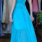 Turquoise Vintage Prom Dress One Shoulder 3D Flower Ruffle Pleated Chiffon Long Evening Gown gh9606