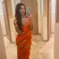 Robe de soirée élégante à bretelles spaghetti et à volants en mousseline de soie, robe de soirée, robe d'invité de mariage, orange, gh3318