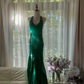 Green Gorgeous Shiny Fashion Elegant Delicate Lace Beading Long Satin Chiffon Fairy Ball Gown Evening Dress Birthday/Wedding Guest/Holiday Party Dress Prom Dress Valentine's Day Date Dress gh4037