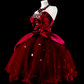 girlhomeshops - Robe d'anniversaire courte rouge, robe en tulle pour la rentrée scolaire gh6140
