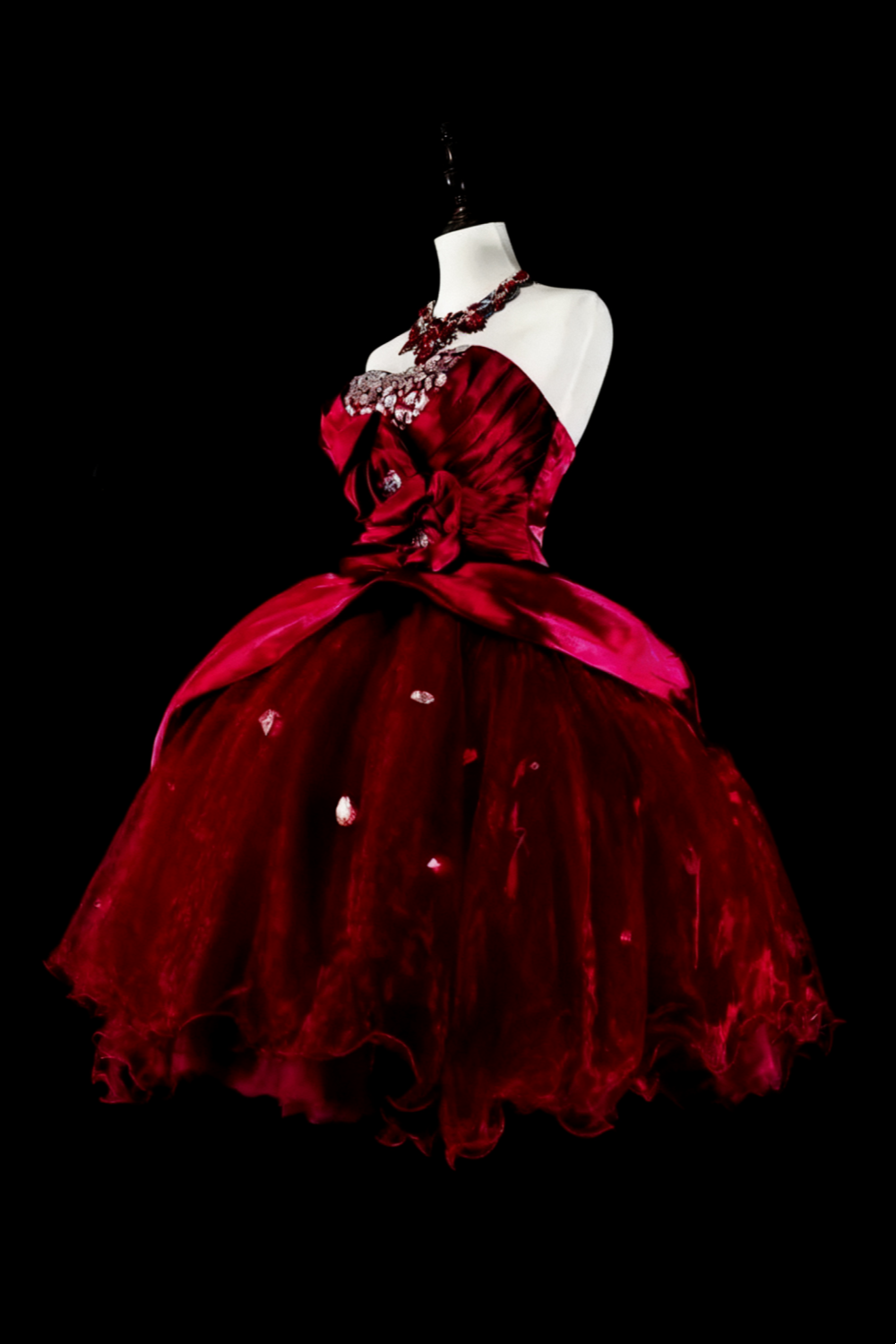 girlhomeshops - Robe d'anniversaire courte rouge, robe en tulle pour la rentrée scolaire gh6140