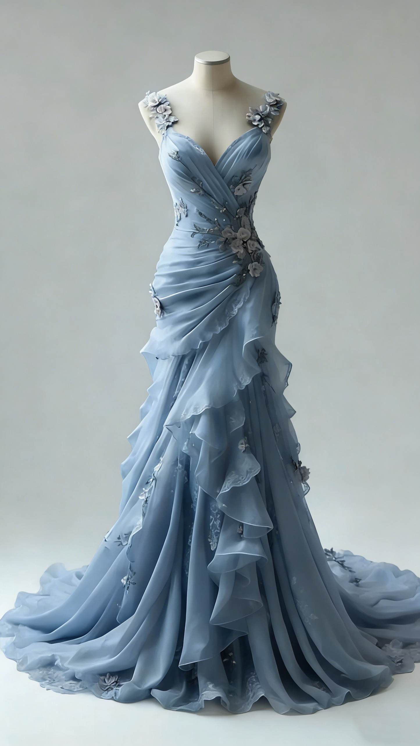 Ivory Vintage Floral Long Tulle Ball Gown Wedding Dress gh4955