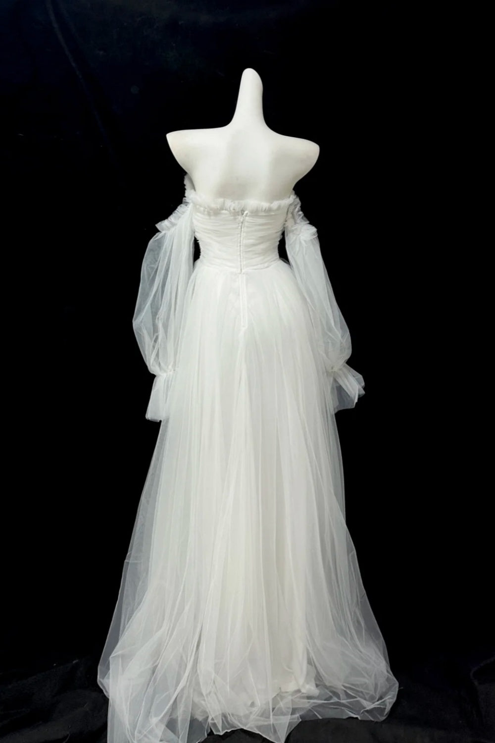 Girlhomeshops - Robe de bal longue en tulle blanc fantaisie gh5477