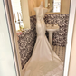 White Satin Strapless Cinched Waist Figure-Flattering Bodycon Sexy Mermaid Skirt Long Sexy Romantic Dress, Wedding Gown gh7815