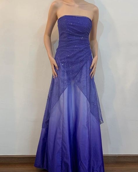 Girlhomeshops – Lila glänzendes, modisches, bodenlanges Ballkleid mit Farbverlauf und Tube-Top, Abschlussballkleid, gh5514