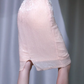 ✨Girlhomeshops-Blush Pink Backless Rhinestone Halter Sequin Fringe Midi Prom Gown gh10083