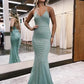 Mint Green Ruffles Bow-Back Mermaid Long Prom Dress gh2711