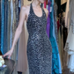 Halter Black Silver Evening Gown Full Hand Beaded Sequin Fitted Column Long Prom Dress gh9711