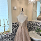 Light Pink Spaghetti Strap Waist-Cinched Full Flared Skirt Luxury Romantic Dress, Wedding Gown gh7667