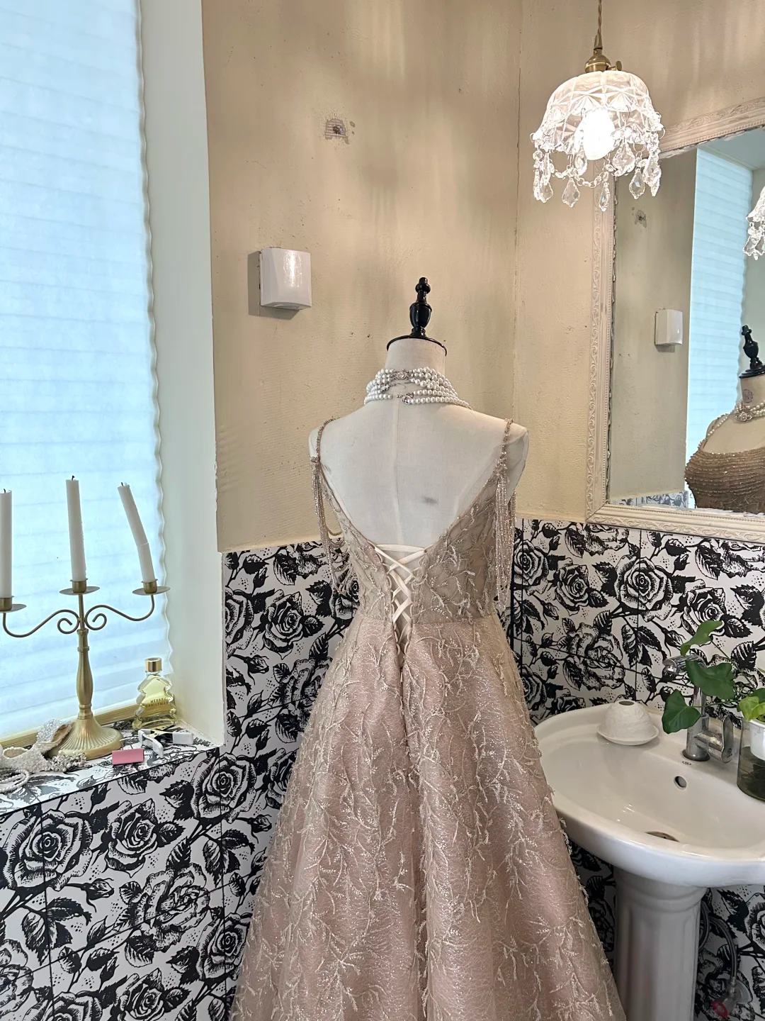 Light Pink Spaghetti Strap Waist-Cinched Full Flared Skirt Luxury Romantic Dress, Wedding Gown gh7667