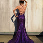 Purple Fashion Sexy Shiny Backless Halter Long Floor Length Train Sequined Ball Gown, Evening Gown, Party Dress gh3928