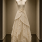 ✨Girlhomeshops-Cream Apricot 3D Floral Tiered Lace Sleeveless Qipao Cheongsam gh10402
