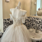 Ivory Spaghetti Strap Off-the-Shoulder Rhinestone Boned Cinched Waist Voluminous Skirt Long Romantic Dress, Wedding Gown gh7797