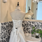 Minimalist White Satin Strapless Waist-Cinched Full Flared Long Romantic Dress, Wedding Gown gh7665